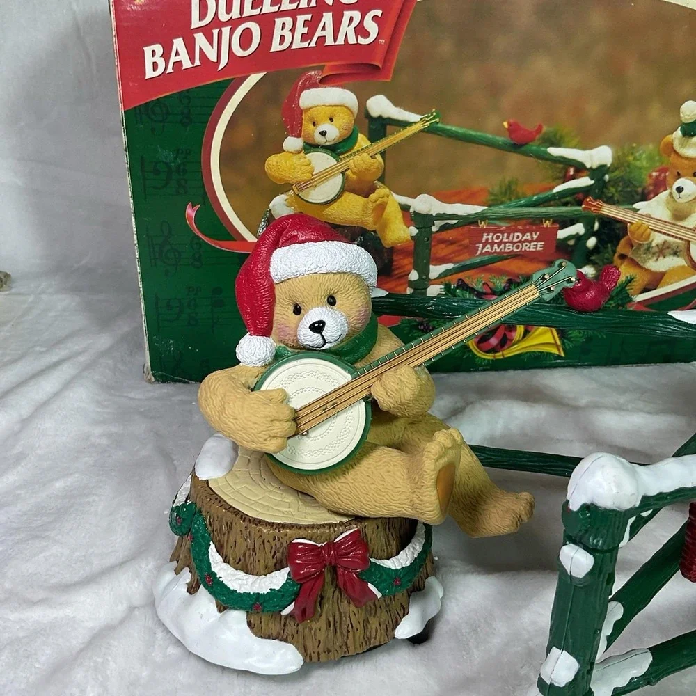 Mr. Christmas Dueling Banjo Bears Animated Musical 20 Songs 1997 Works W/ Box